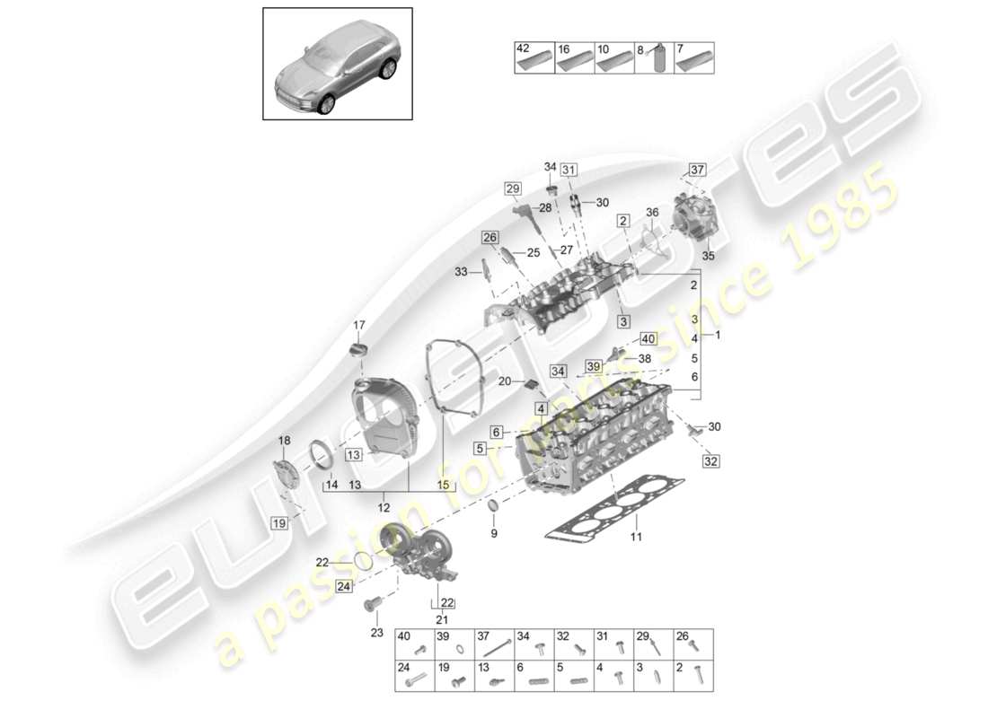 porsche 2021 (macan) cylinder head parts diagram