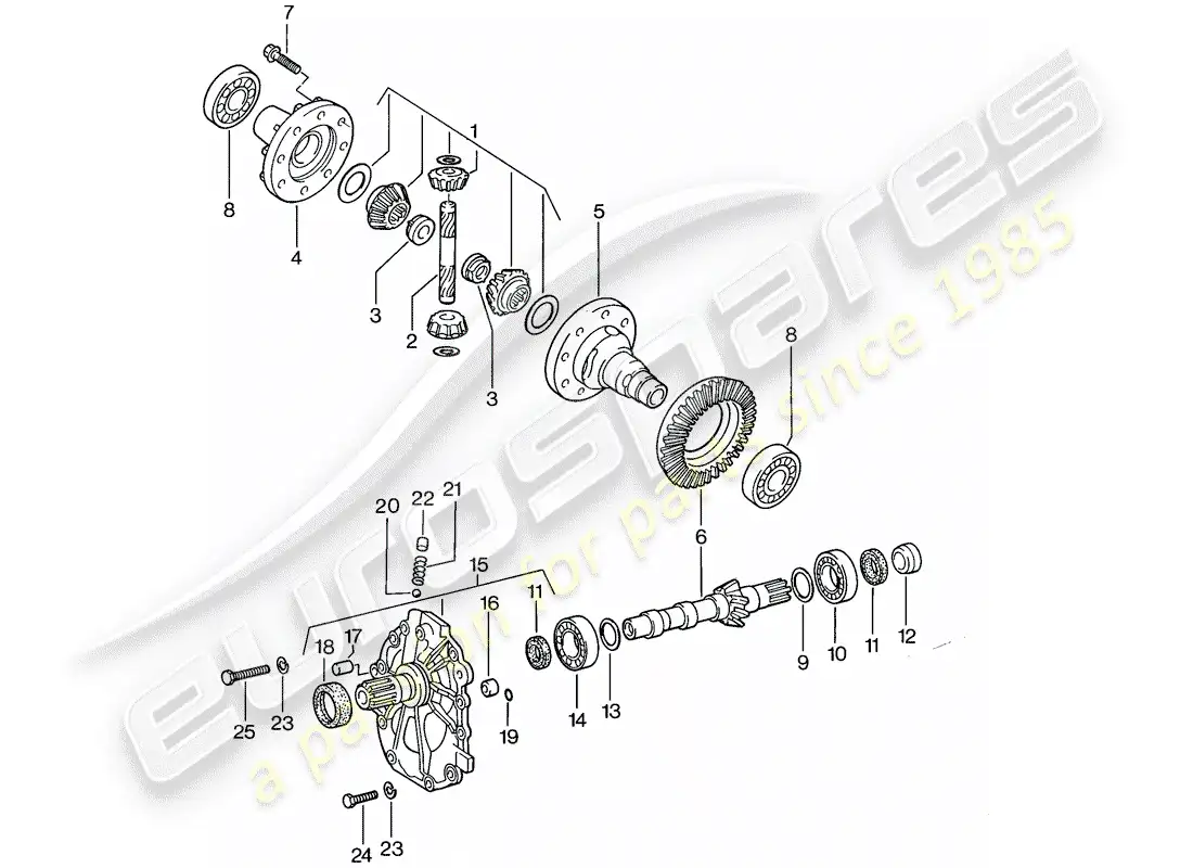 porsche 1987 (924s) differential - automatic transmission parts diagram