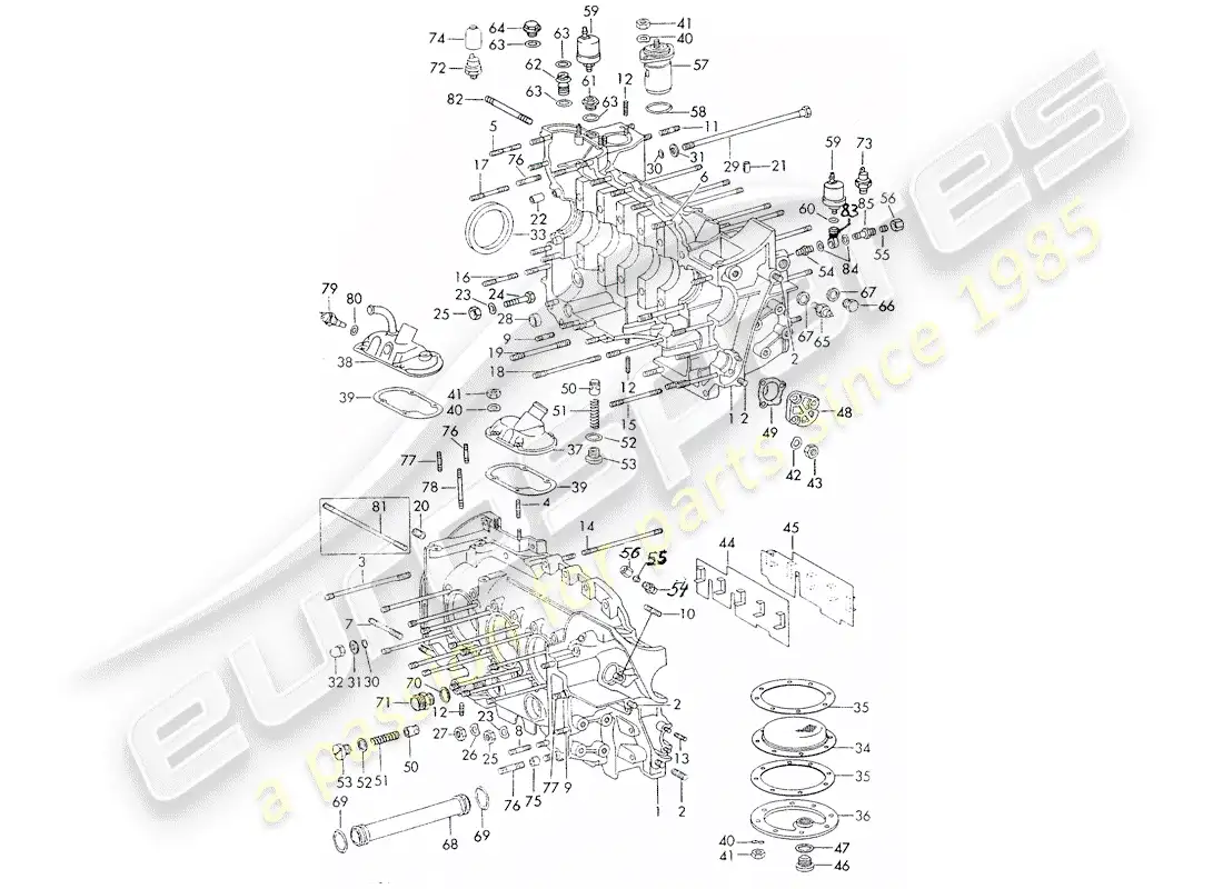 porsche 1971 (911) crankcase - repair set for maintenance - see illustration: parts diagram