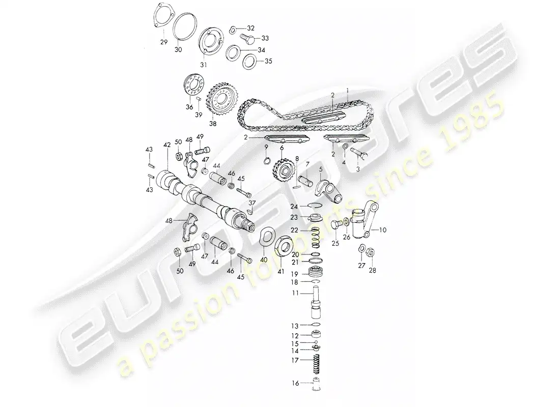 porsche 1971 (911) valve control - repair set for maintenance - tensioner - chain - see illustration: parts diagram