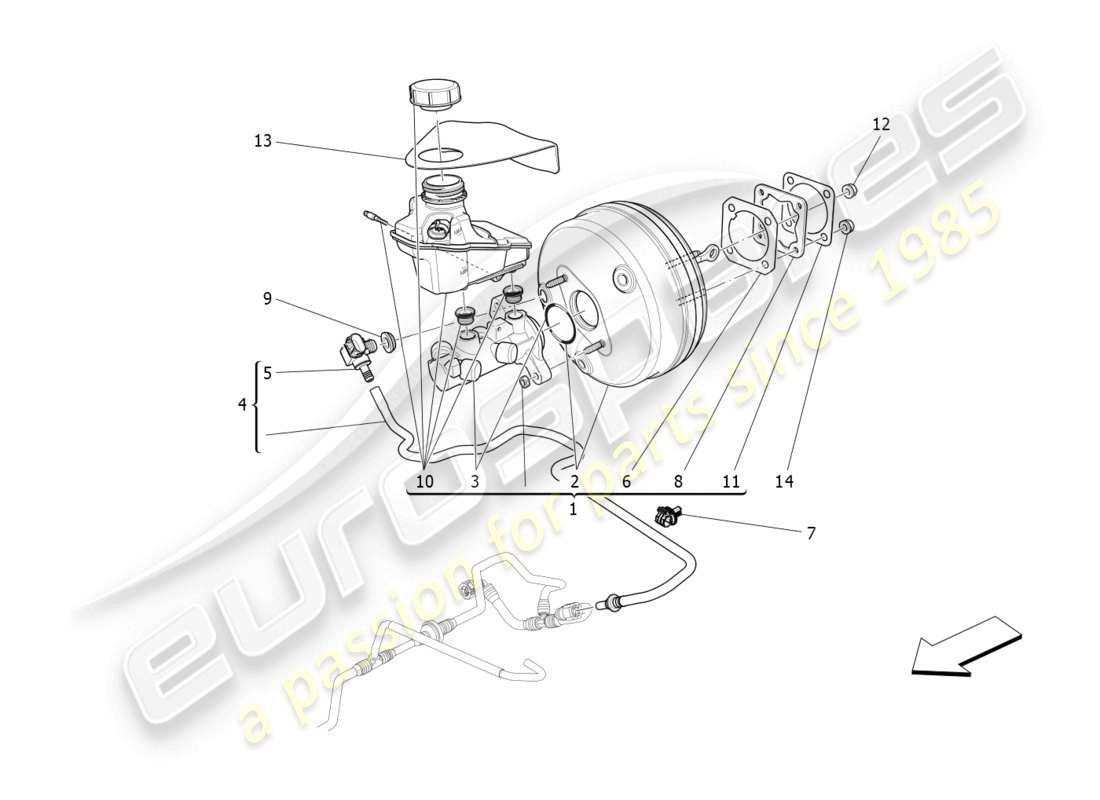 maserati ghibli (2018) brake servo system part diagram