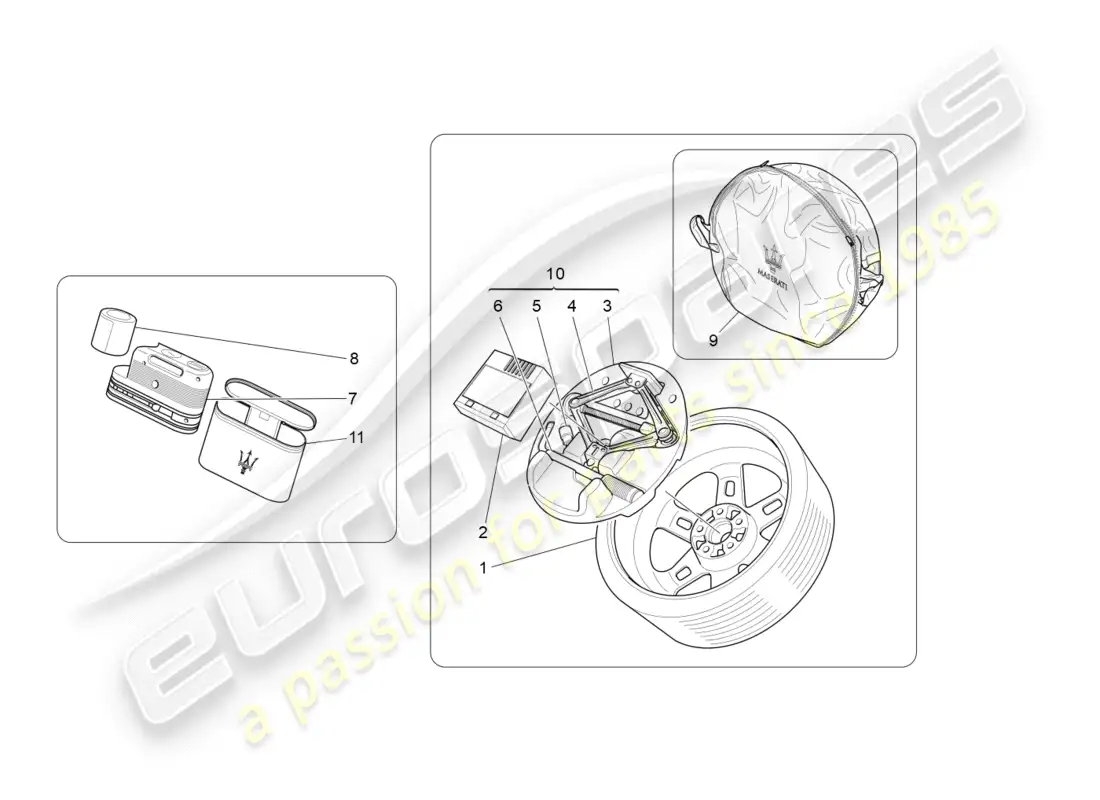 maserati granturismo (2013) standard provided parts diagram
