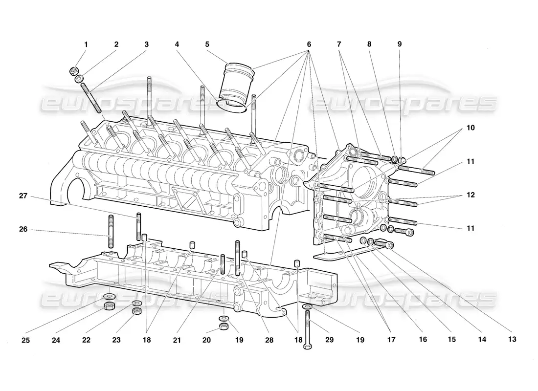 lamborghini diablo sv (1997) crankcase and lower mounting parts diagram