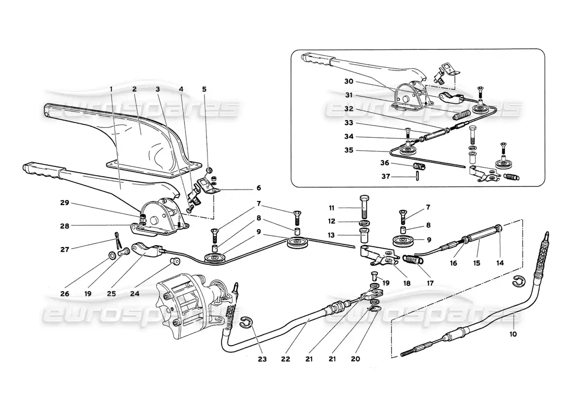 lamborghini diablo 6.0 (2001) hand brake parts diagram