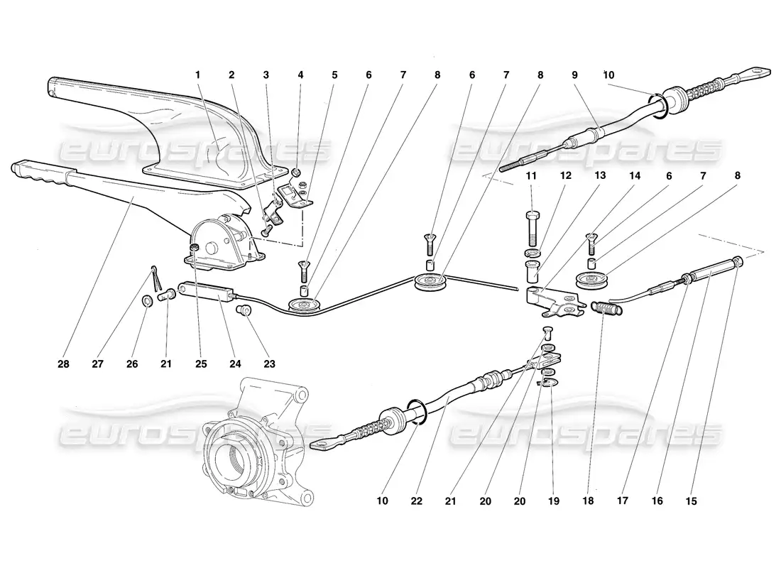 lamborghini diablo sv (1997) handbrake parts diagram