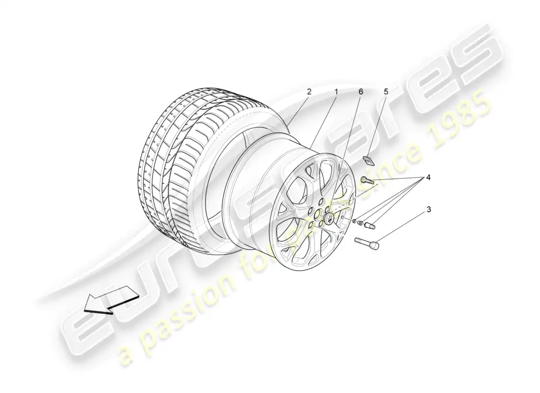 maserati granturismo (2012) wheels and tyres parts diagram