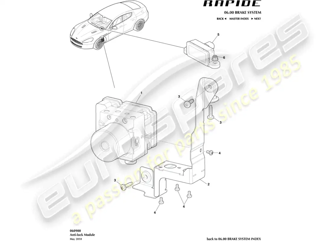 aston martin rapide (2018) anti-lock module parts diagram