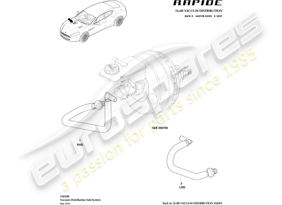 aston martin rapide (2017) vacuum distribution subsystem parts diagram