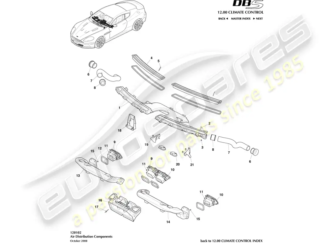 aston martin dbs (2013) air distribution components parts diagram