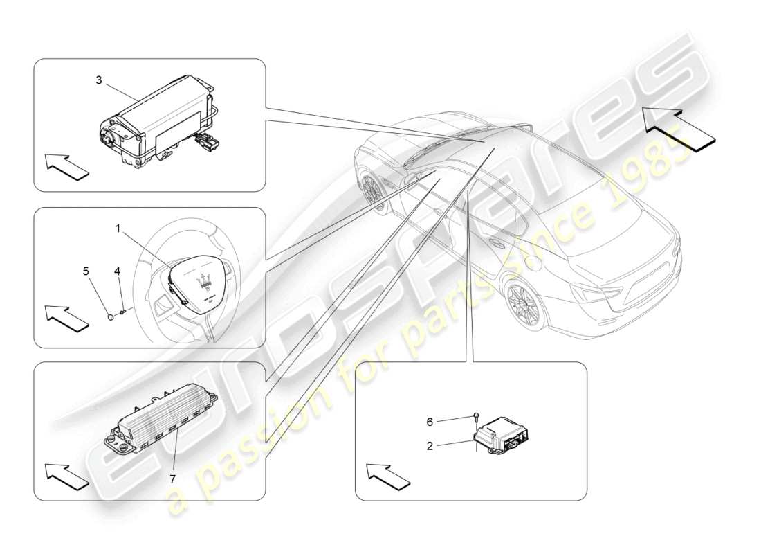 maserati ghibli (2015) front airbag system parts diagram