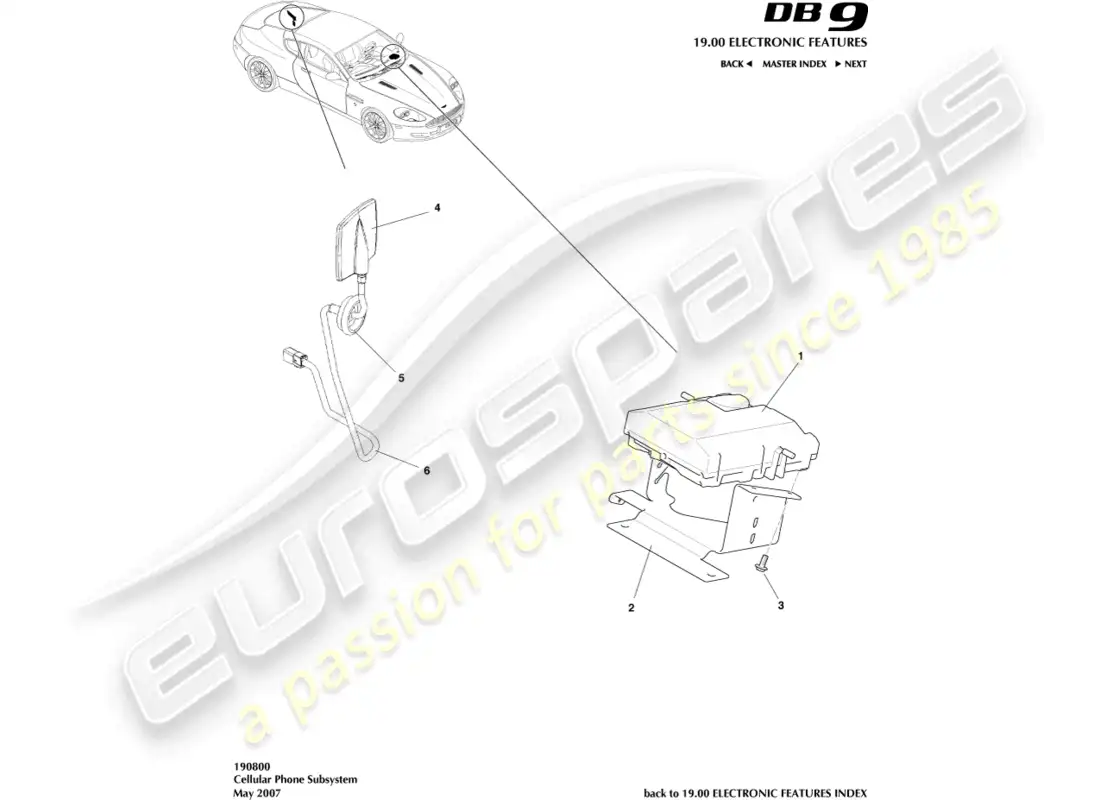 aston martin db9 (2012) cellular phone subsystem parts diagram