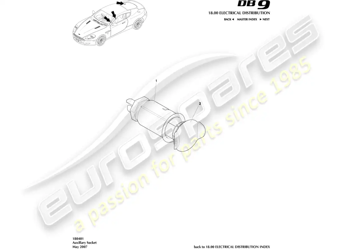 aston martin db9 (2012) auxiliary socket parts diagram