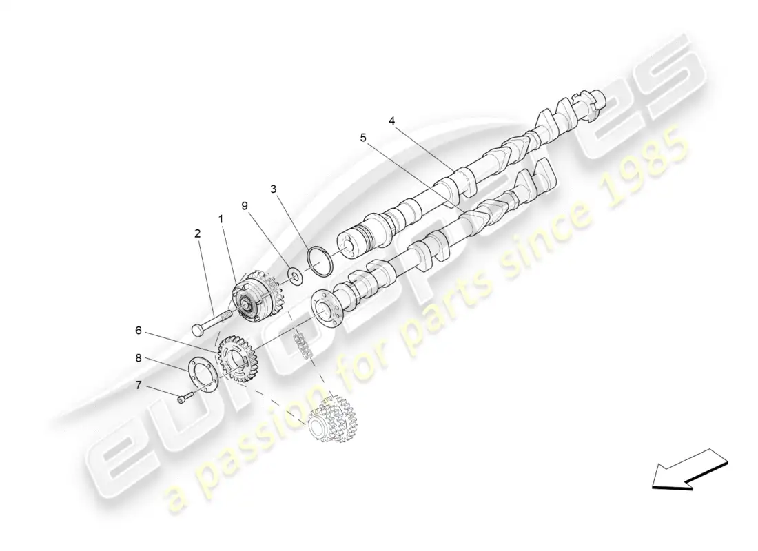 maserati granturismo s (2020) rh cylinder head camshafts parts diagram