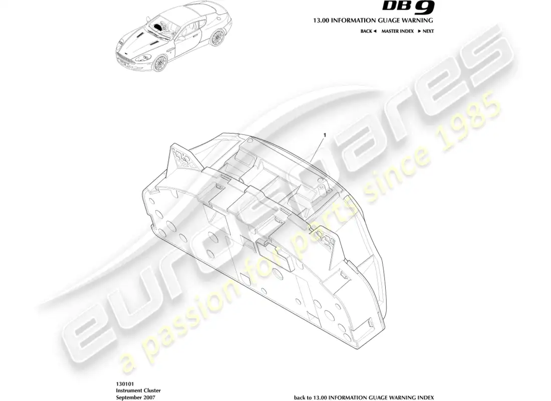 aston martin db9 (2004) instrument cluster parts diagram