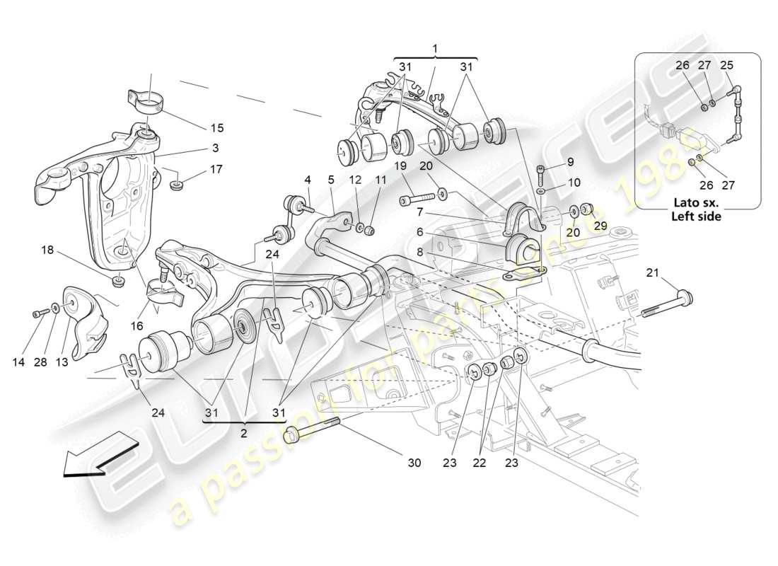 maserati granturismo mc stradale (2013) front suspension part diagram