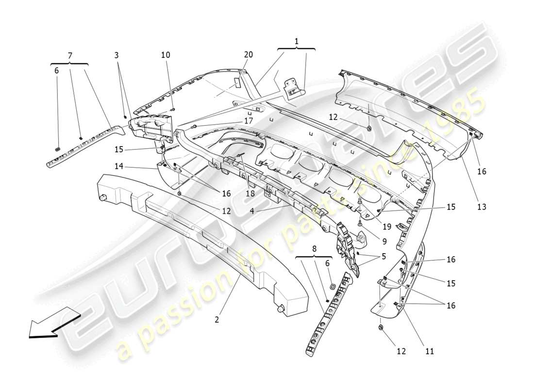 maserati ghibli (2015) rear bumper part diagram