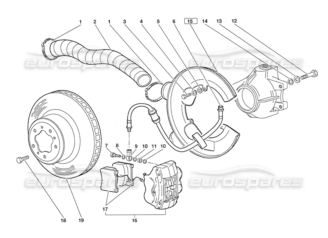 lamborghini diablo (1991) front brakes (valid for october 1991 version) parts diagram