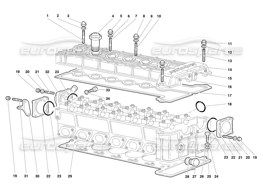 lamborghini diablo sv (1997) accessories for right cylinder head parts diagram