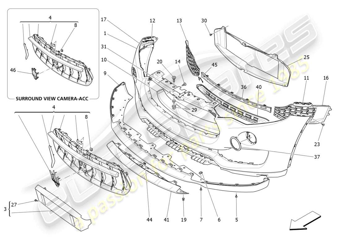 maserati levante (2018) front bumper part diagram