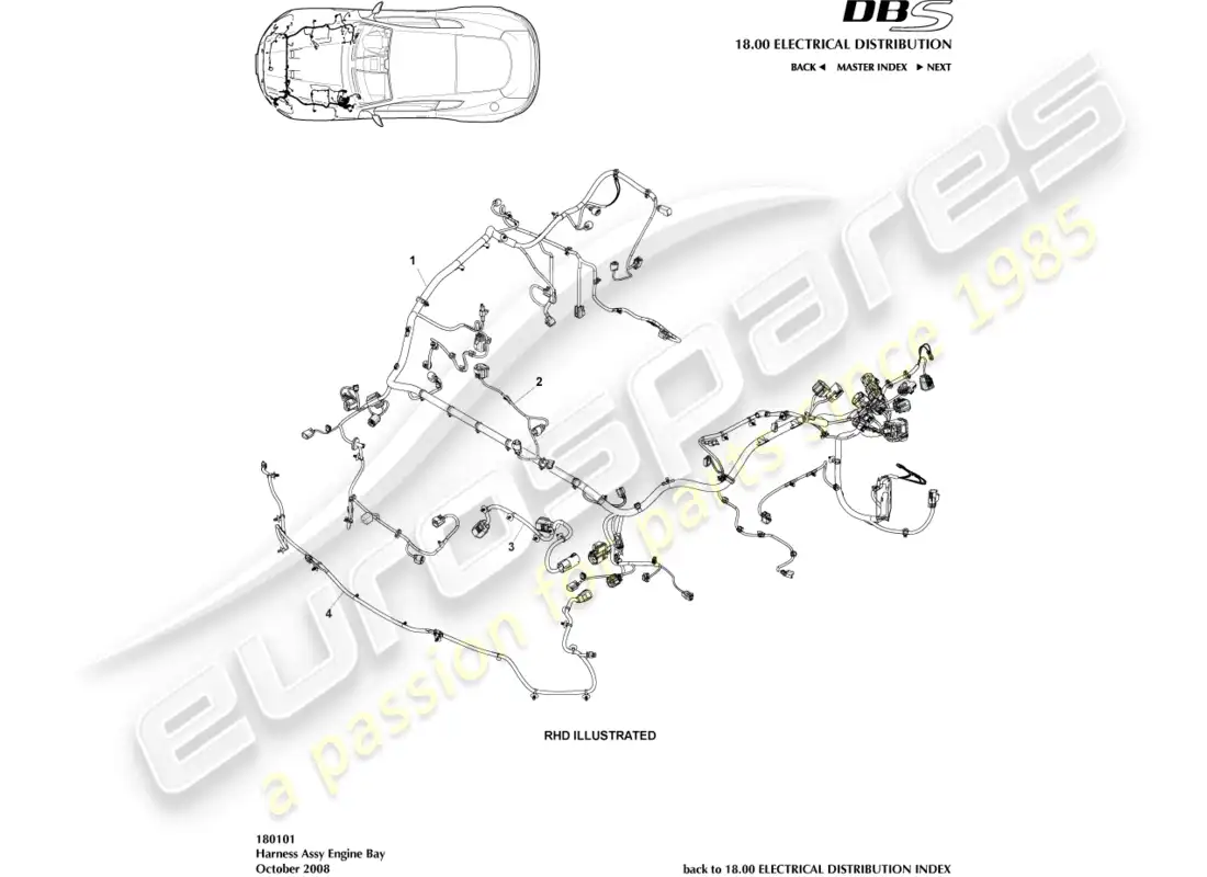 aston martin dbs (2008) engine harness parts diagram