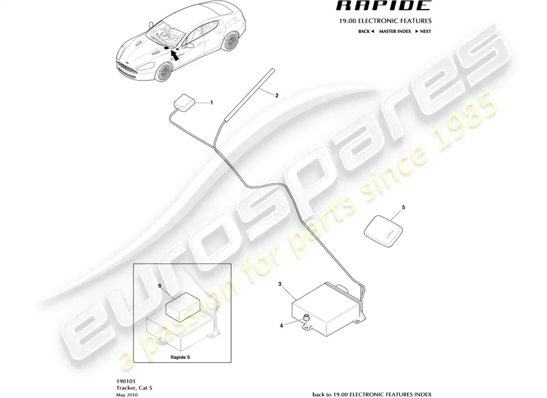 aston martin rapide (2012) cat 5 tracker parts diagram