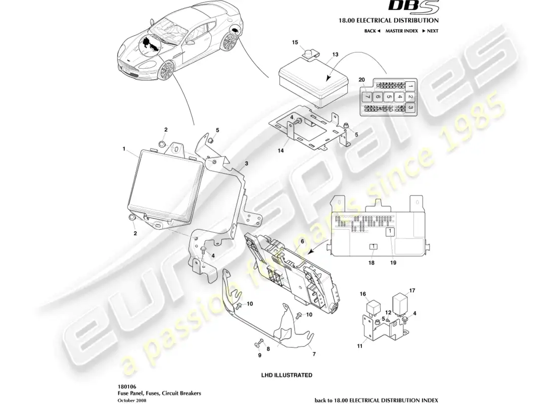 aston martin dbs (2012) fuse panels parts diagram
