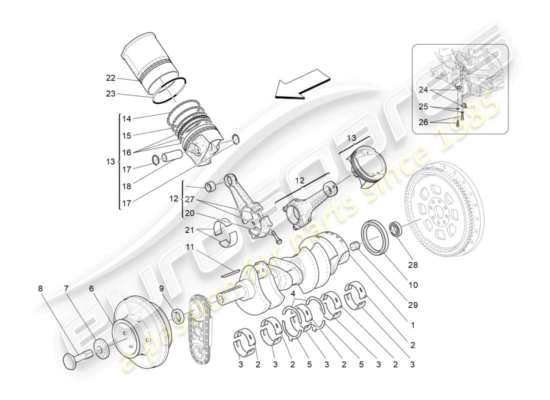 maserati granturismo mc stradale (2011) crank mechanism part diagram