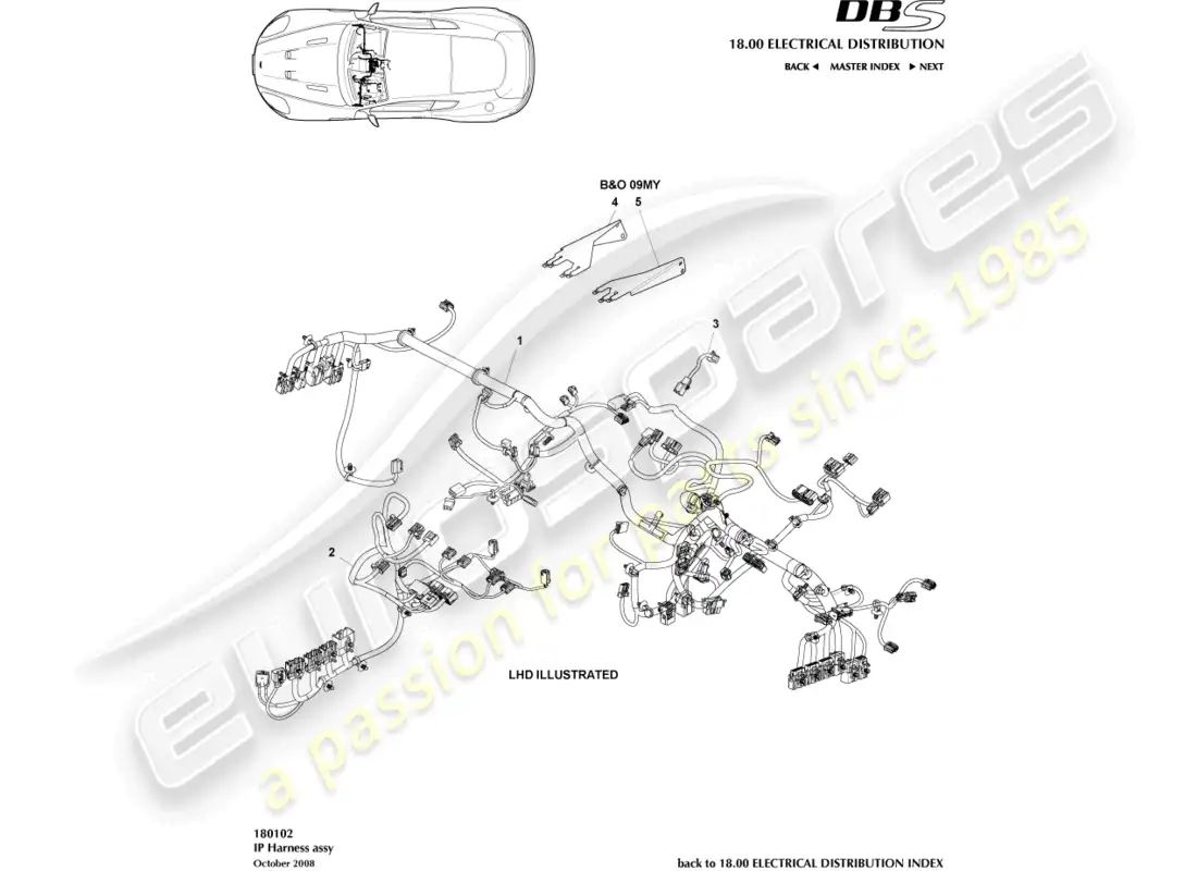 aston martin dbs (2012) ip harness parts diagram