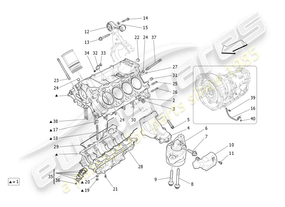 maserati quattroporte (2018) crankcase parts diagram