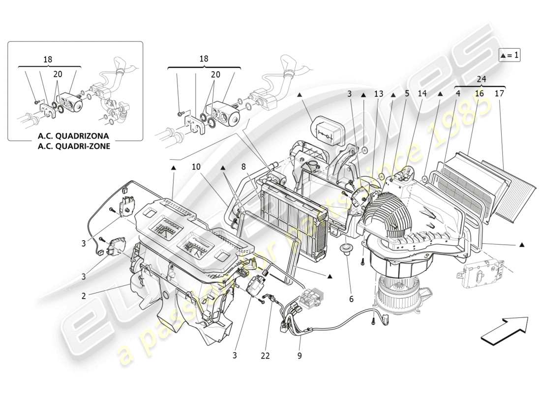 maserati levante (2018) a/c unit: dashboard devices part diagram