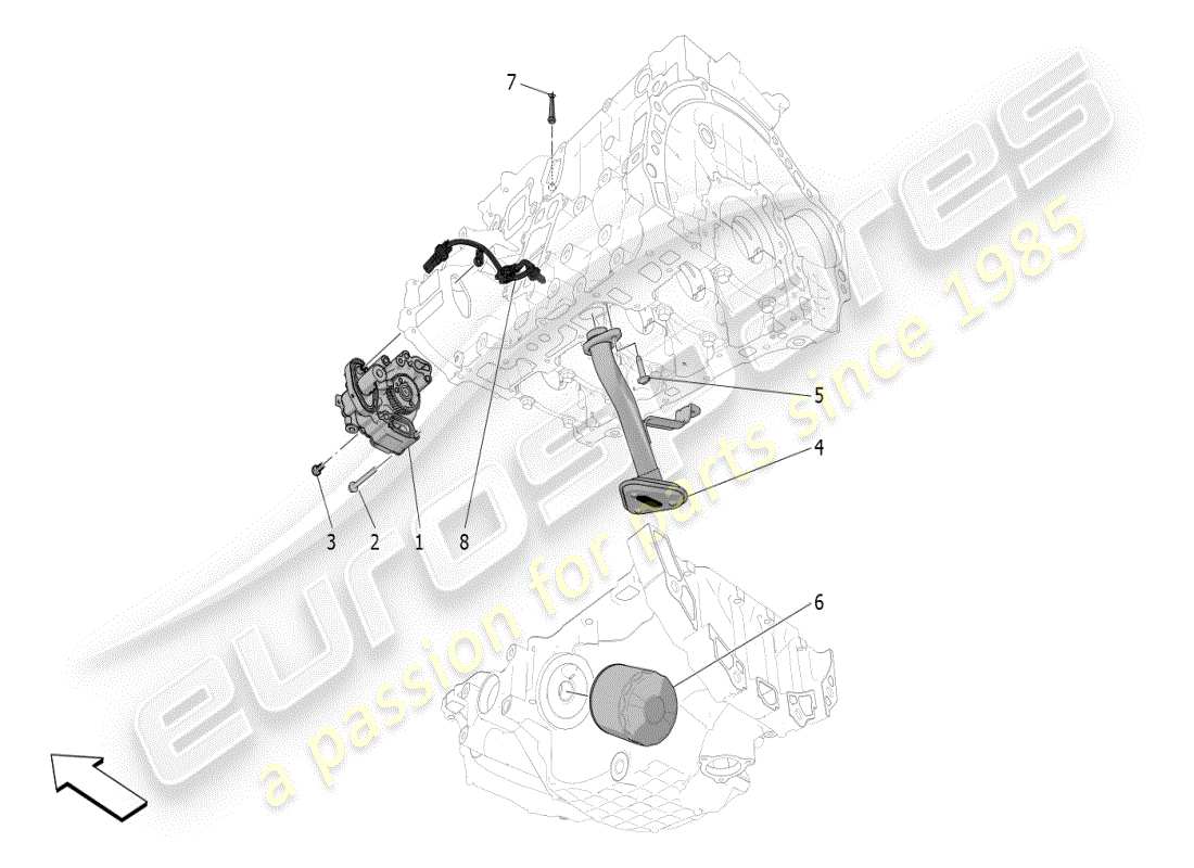 maserati grecale modena (2023) lubrication system: pump and filter parts diagram