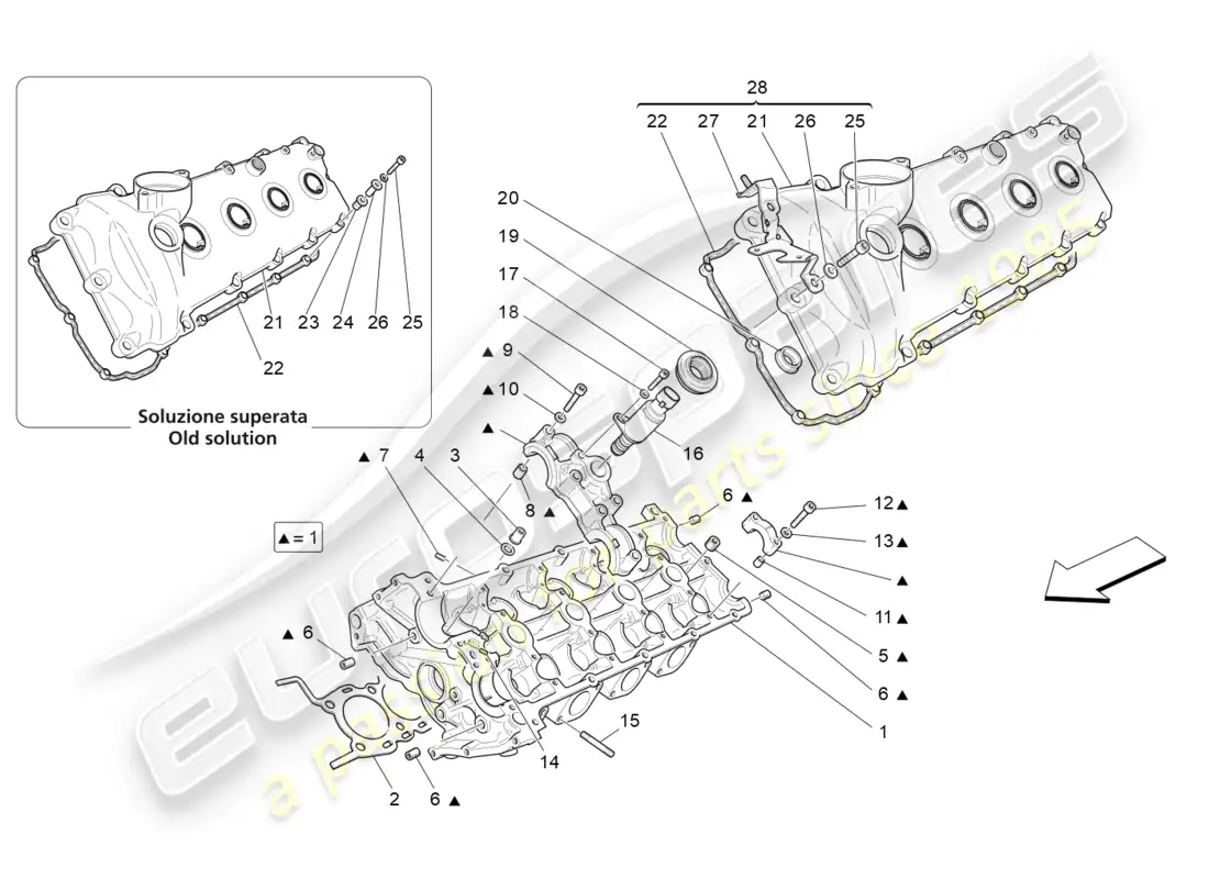 maserati granturismo (2011) lh cylinder head parts diagram