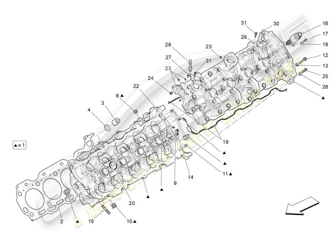 maserati levante trofeo (2020) lh cylinder head parts diagram