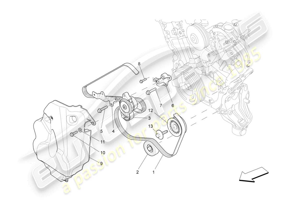 maserati quattroporte (2018) auxiliary device belts parts diagram