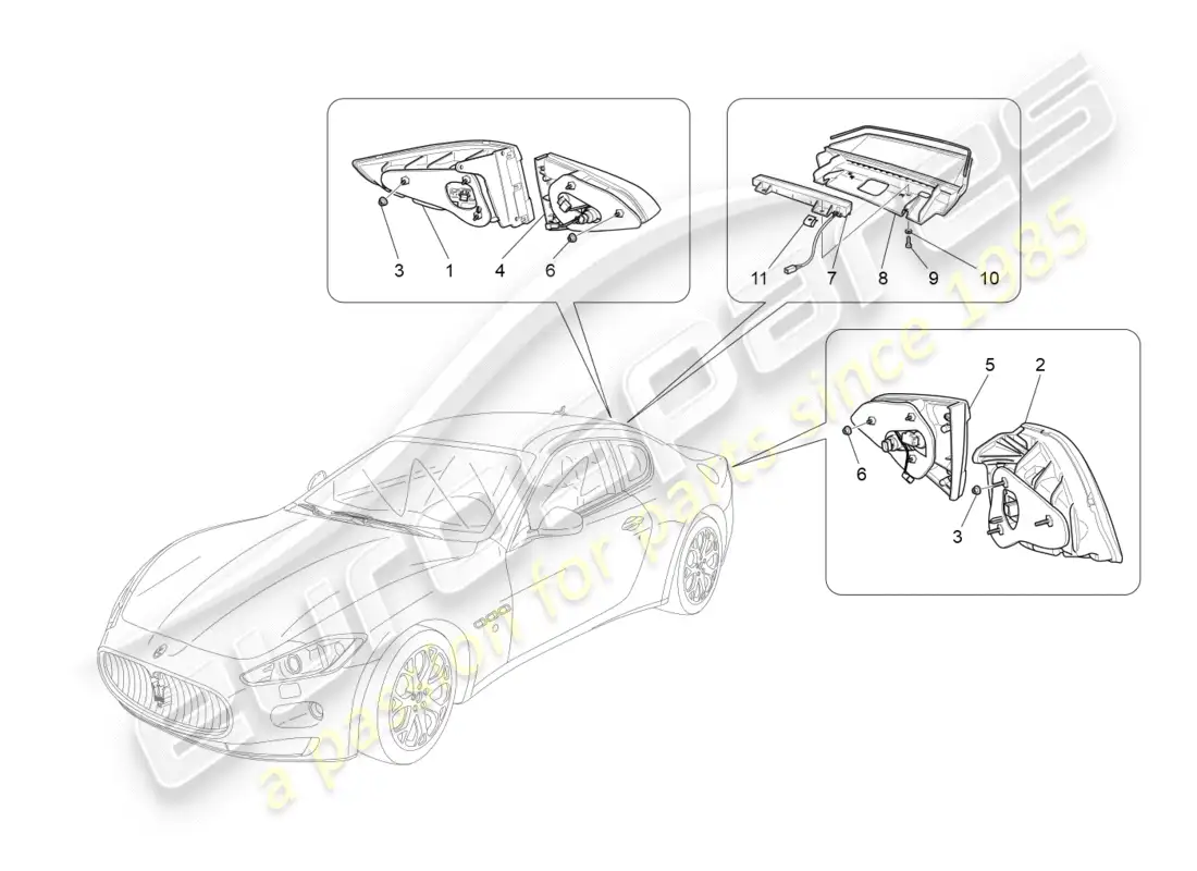 maserati granturismo (2016) taillight clusters parts diagram