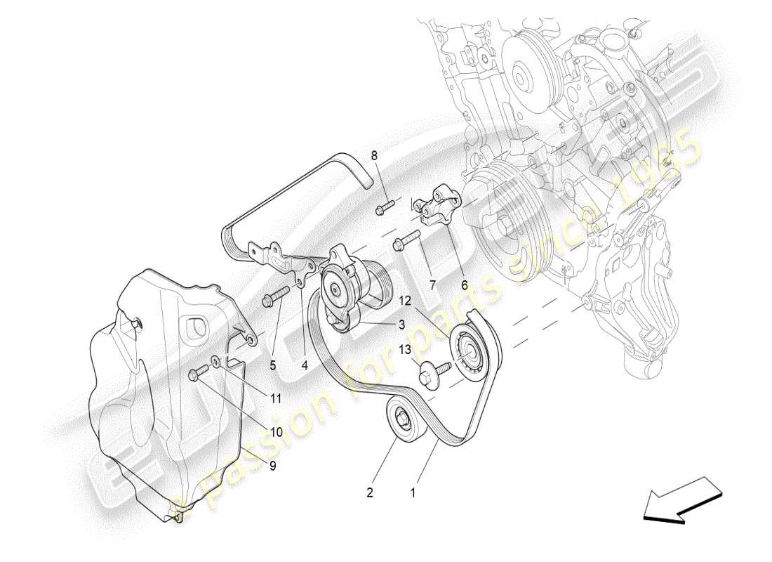 maserati ghibli (2021) auxiliary device belts part diagram