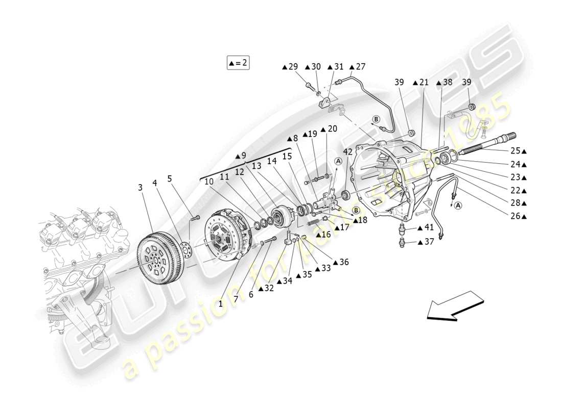 maserati granturismo mc stradale (2011) friction discs and housing for f1 gearbox part diagram