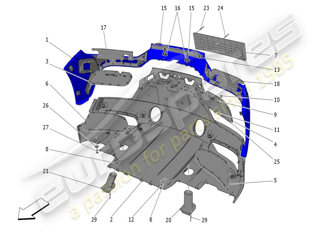 maserati mc20 (2024) rear bumper parts diagram