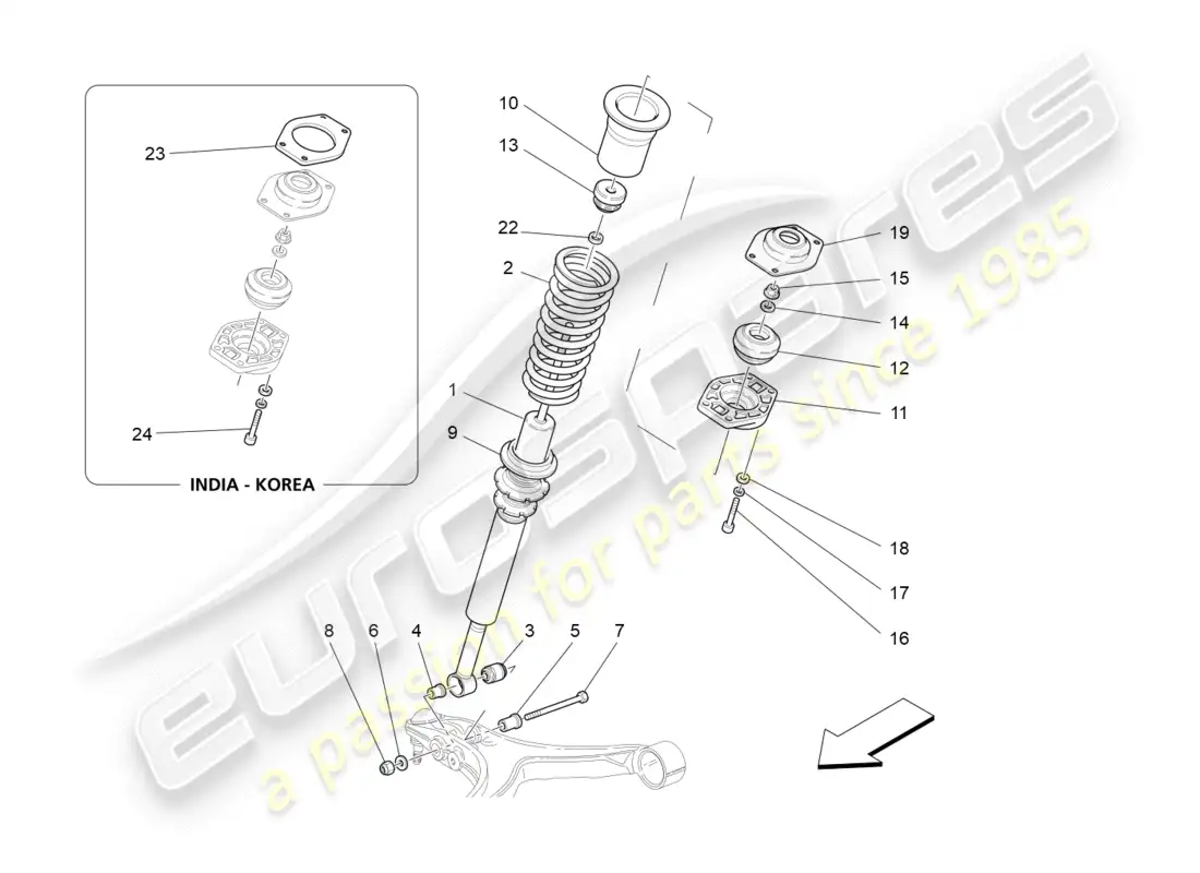 maserati granturismo (2012) front shock absorber devices parts diagram