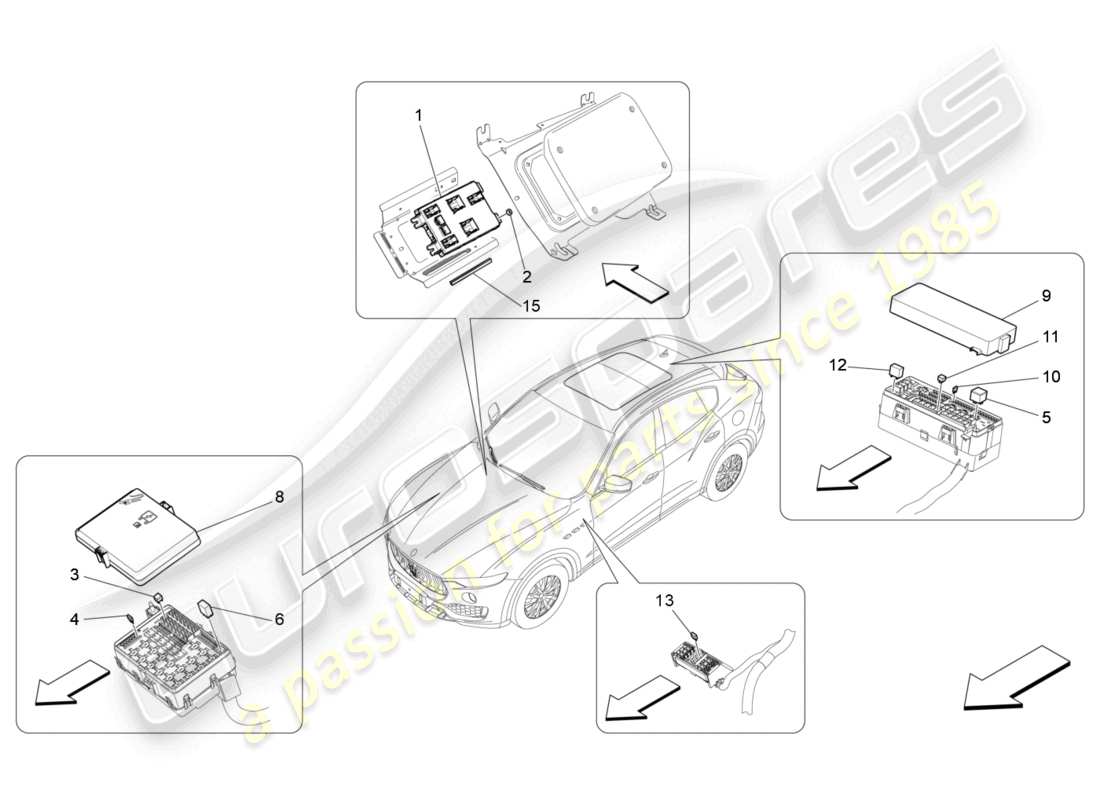 maserati levante modena (2022) relays, fuses and boxes part diagram