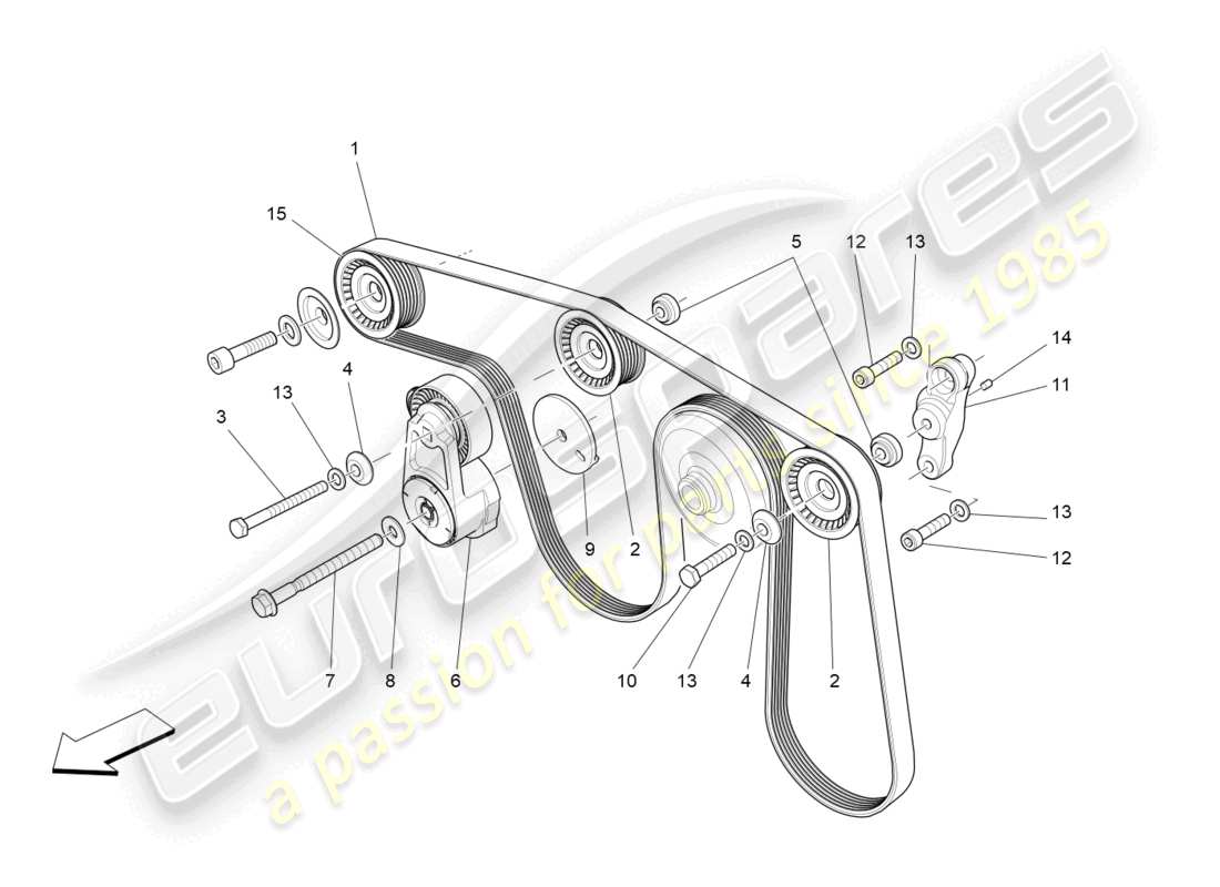 maserati levante modena (2022) auxiliary device belts part diagram