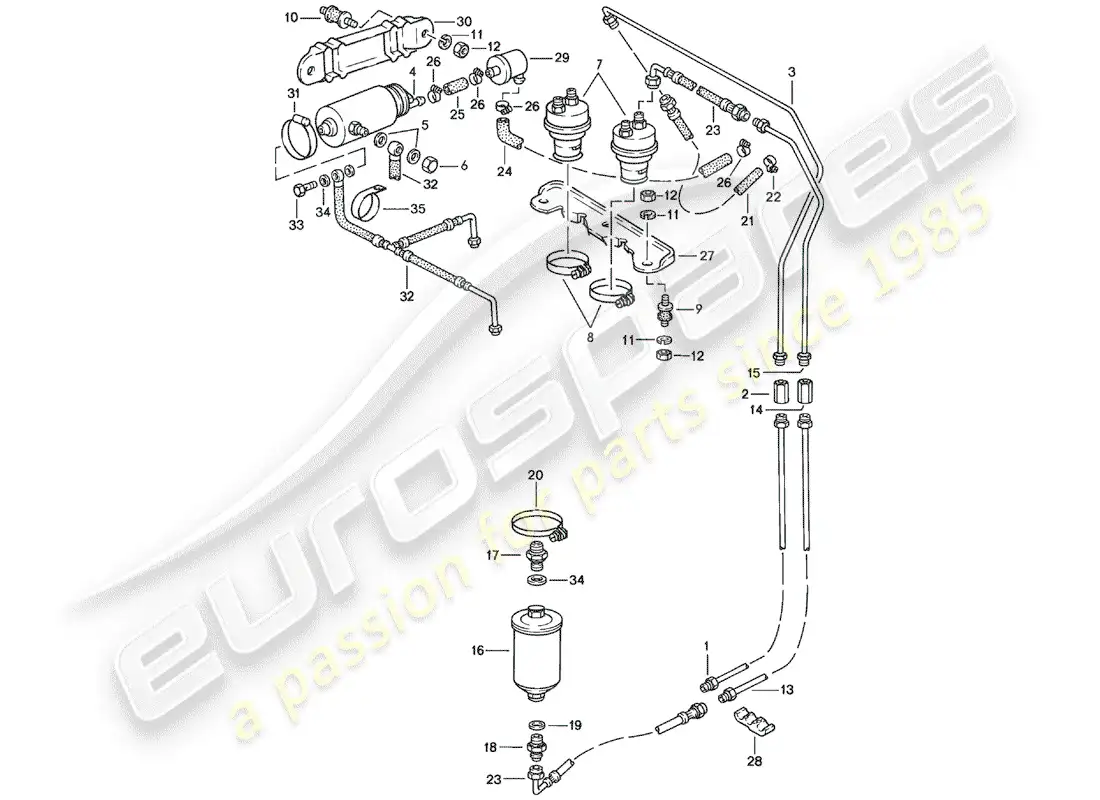 porsche 1979 (924) fuel system - f 92-46104 800>> - f >> 92-48199 999 parts diagram