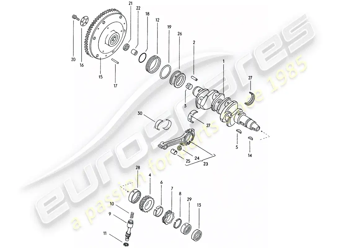 porsche 1973 (914) crankshaft parts diagram