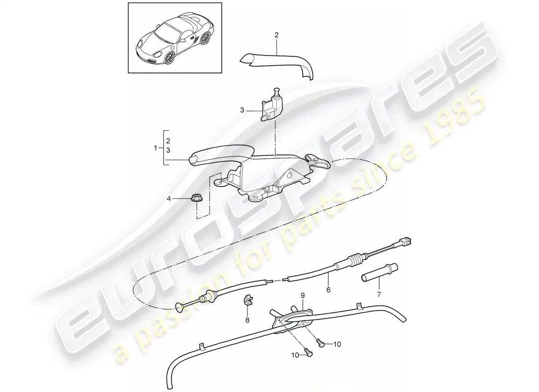 porsche 2011 (987 boxster) handbrake parts diagram