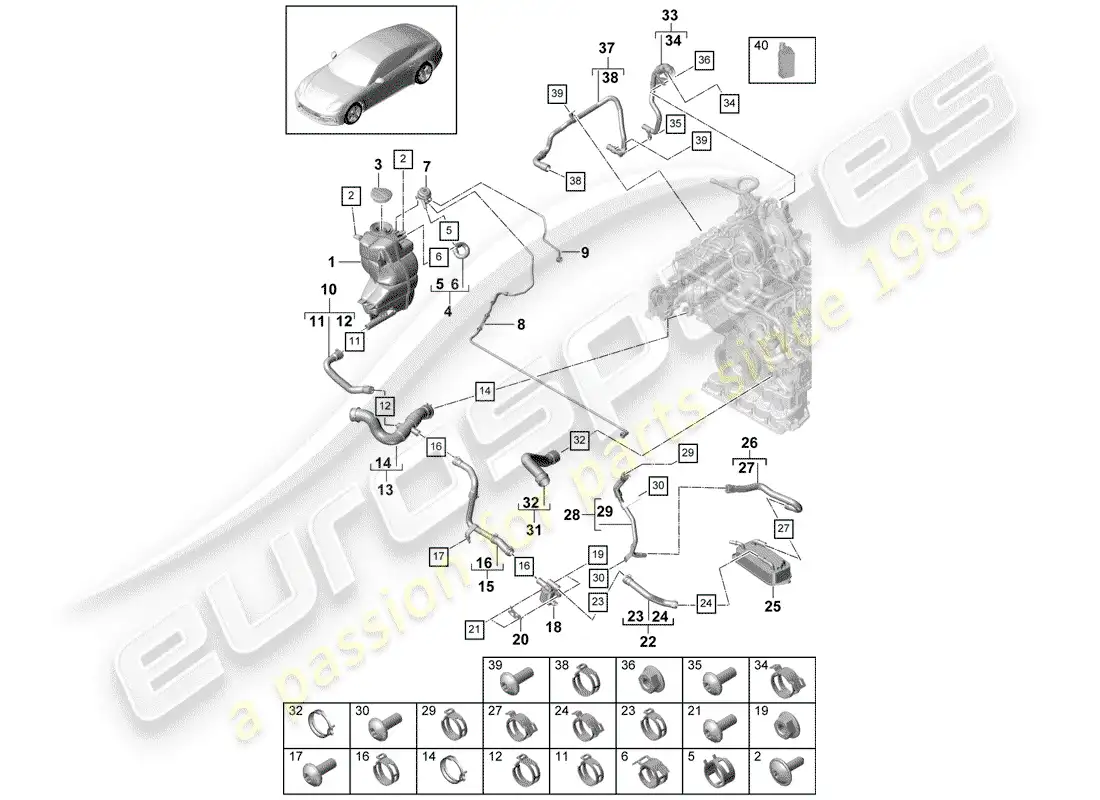 porsche 2017 (panamera 971-1) water cooling part diagram