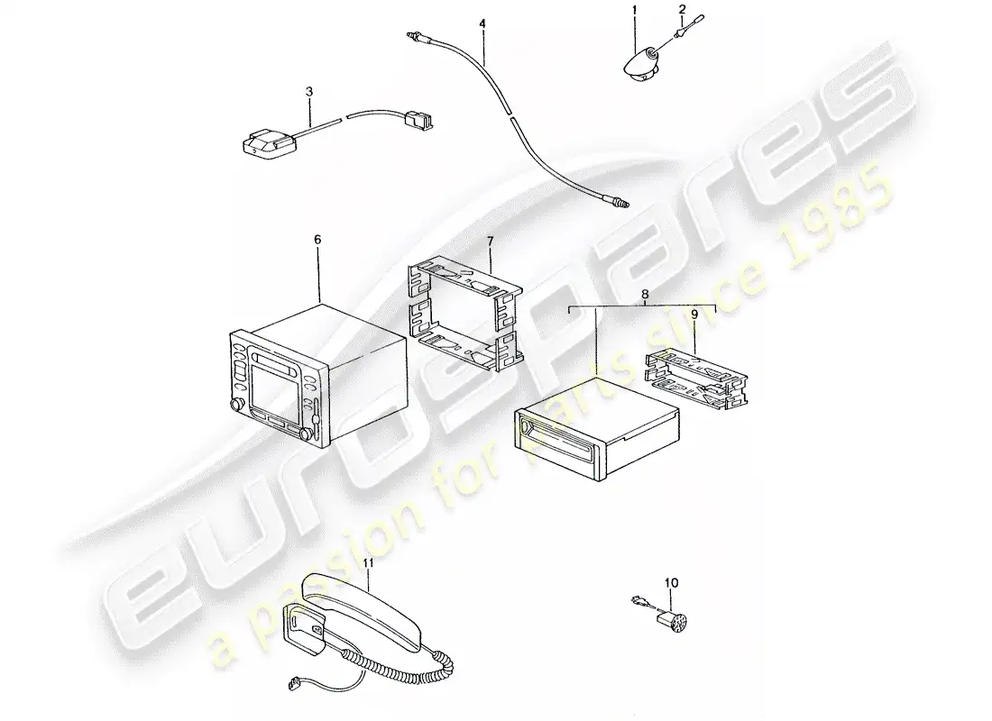 porsche 2001 (986 boxster) navigation system - support part/receiver - d >> - mj 2002 parts diagram