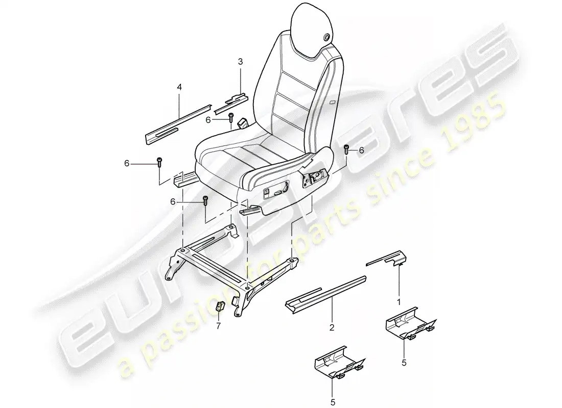 porsche 2009 (cayenne e1 9pa) front seat part diagram