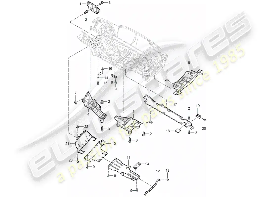 porsche 2009 (cayenne e1 9pa) lining part diagram