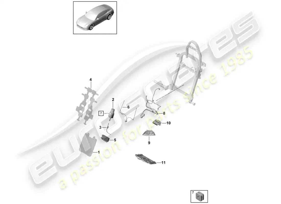 porsche 2017 (panamera 971-1) lumbar parts diagram