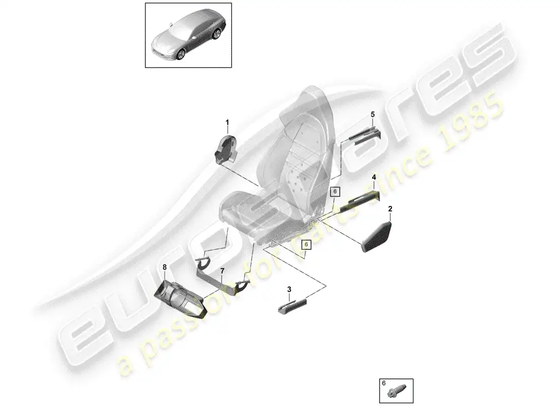 porsche 2017 (panamera 971-1) seat parts diagram